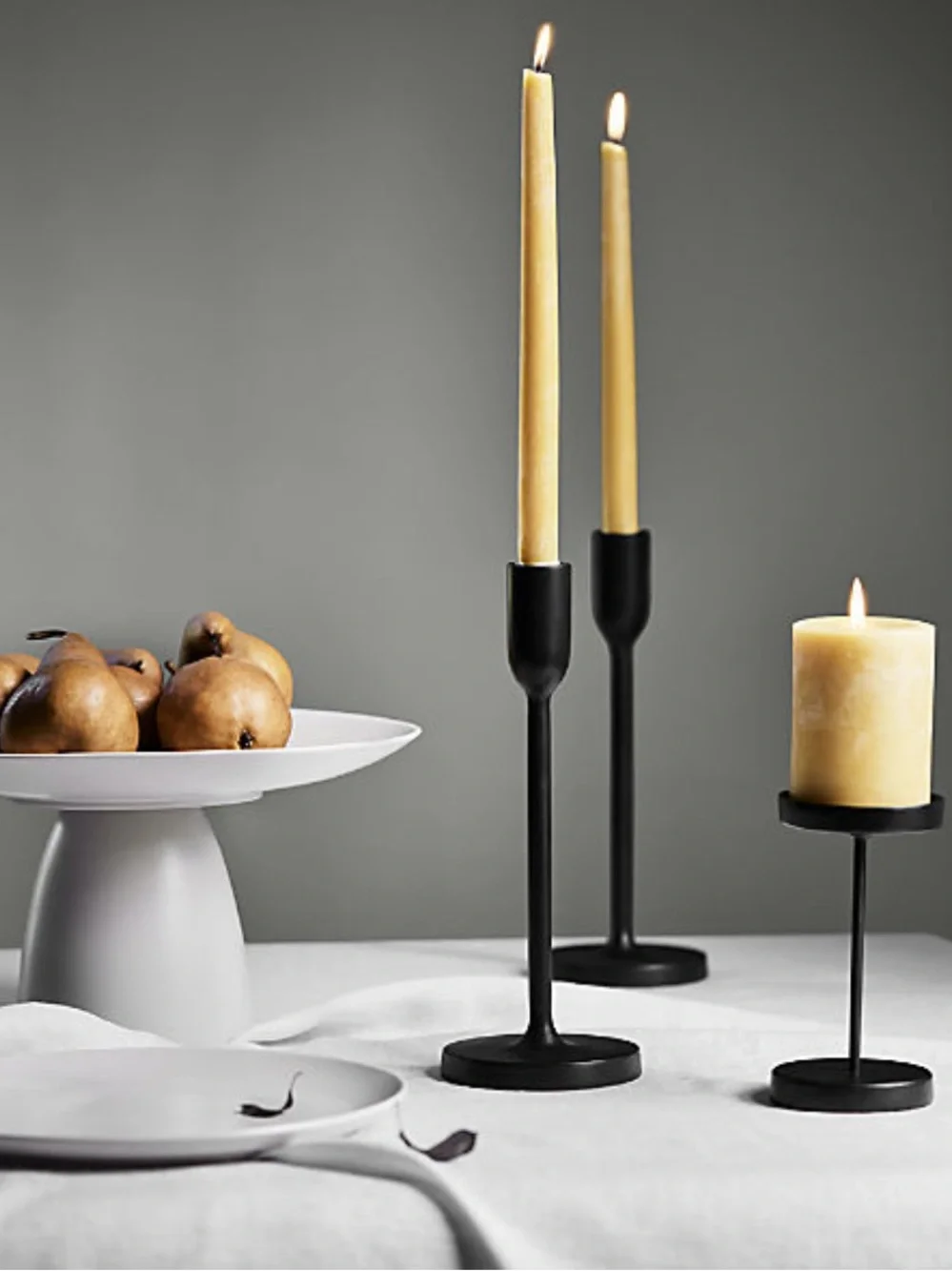 New! Crate&Barrel Black Metal Single Taper Candle Holder 11”